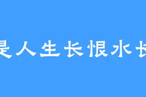 自是人生长恨水长冬