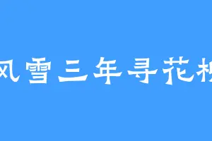 风雪三年寻花柳