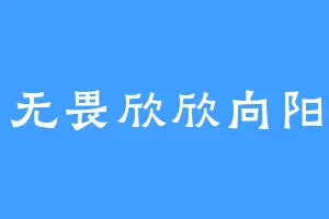无畏欣欣向阳